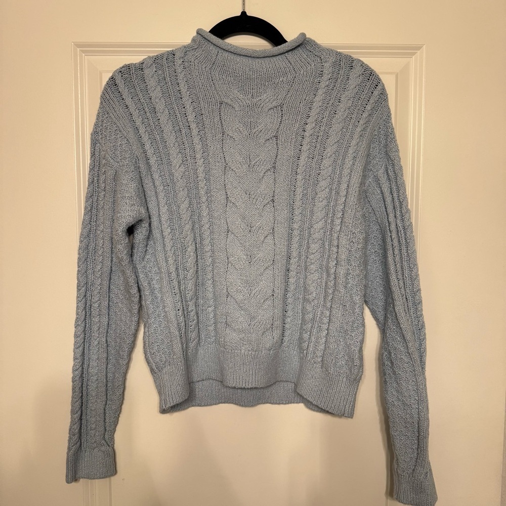 J Crew Cable Knit Sweater in Light Blue